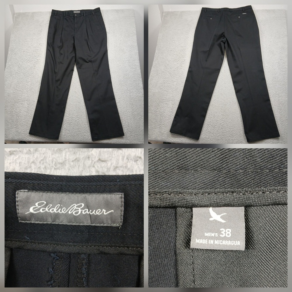 Eddie Bauer Men's Dress Pants Slacks Black Size 38‎ Straight Leg